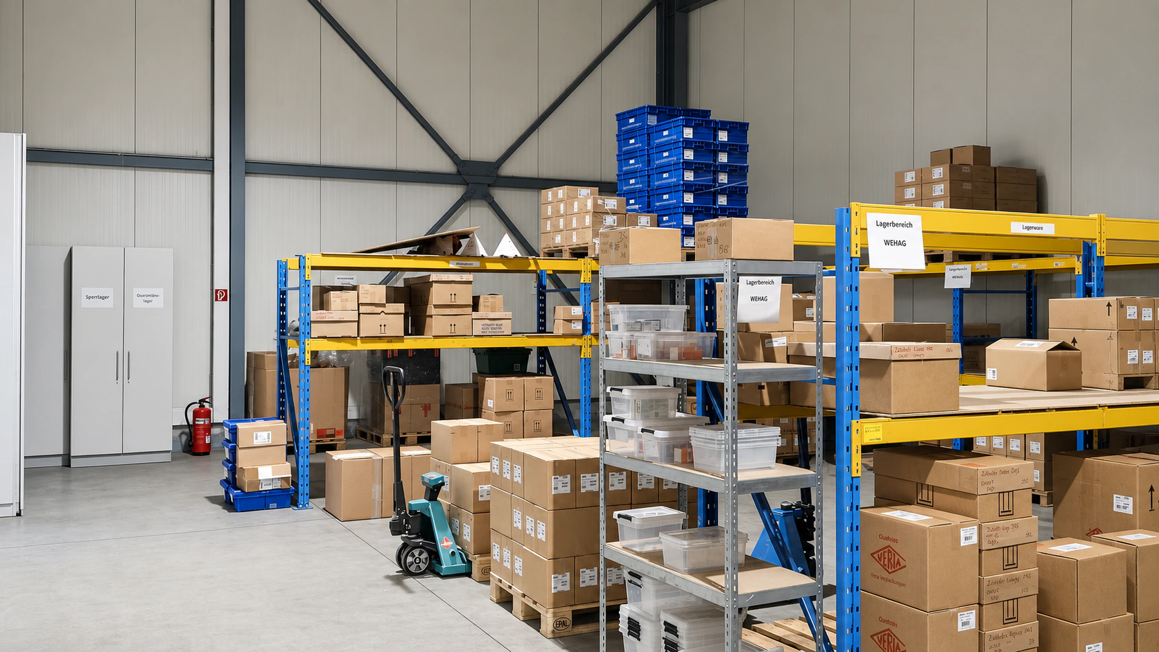 Lagerregale mit pharmazeutischen Produkten bei der WEHAG GmbH